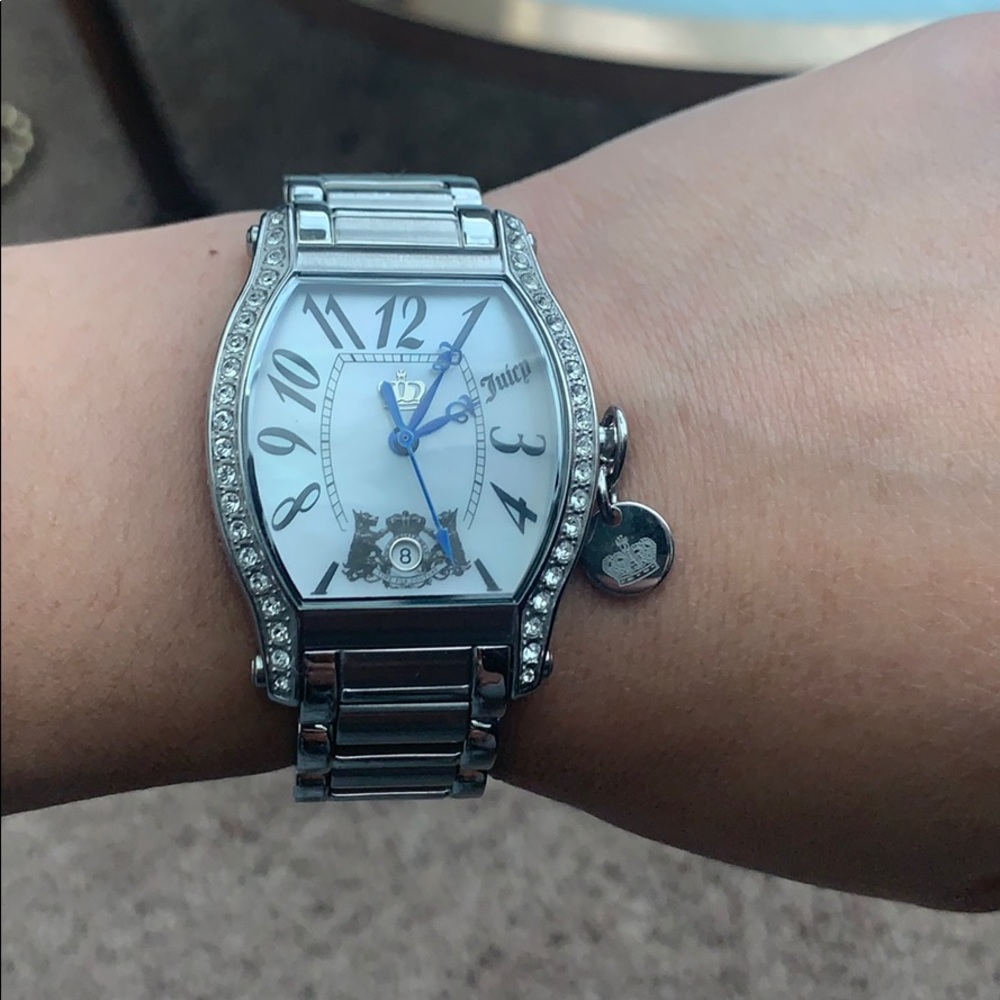 Juicy Couture Silver Watch with Pearl Face